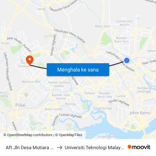 Aft Jln Desa Mutiara 11 to Universiti Teknologi Malaysia map