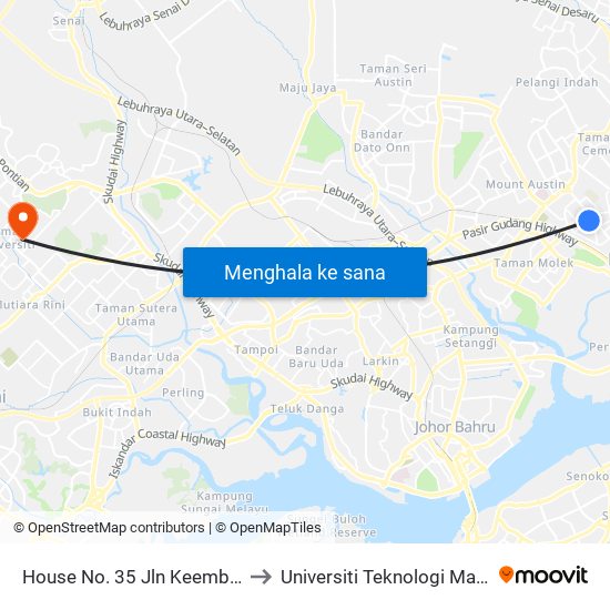House No. 35 Jln Keembong 2 to Universiti Teknologi Malaysia map