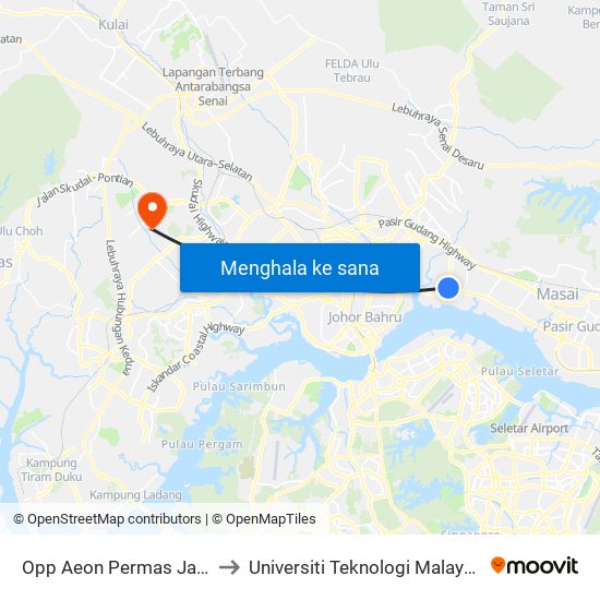 Opp Aeon Permas Jaya to Universiti Teknologi Malaysia map