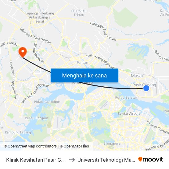 Klinik Kesihatan Pasir Gudang to Universiti Teknologi Malaysia map