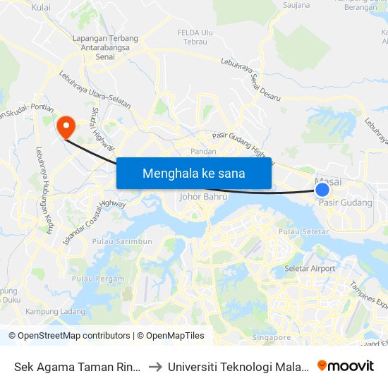 Sek Agama Taman Rinting to Universiti Teknologi Malaysia map