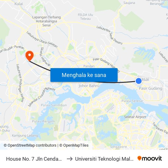 House No. 7 Jln Cendana 13 to Universiti Teknologi Malaysia map