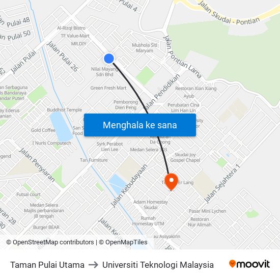 Opp Pangsapuri Meranti to Universiti Teknologi Malaysia map