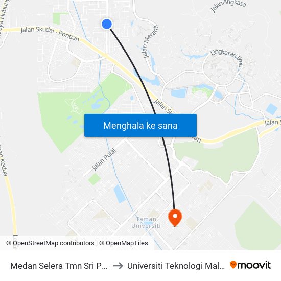 Commercial Taman Sri Pulai to Universiti Teknologi Malaysia map