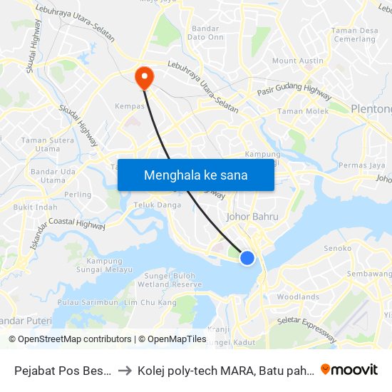 Pejabat Pos Besar to Kolej poly-tech MARA, Batu pahat map