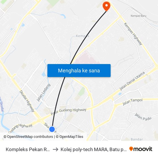 Kompleks Pekan Rabu to Kolej poly-tech MARA, Batu pahat map