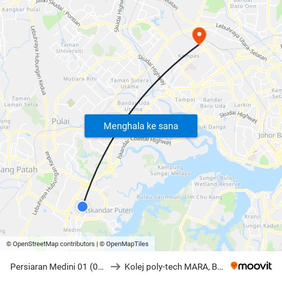 Persiaran Medini 01 (0005505) to Kolej poly-tech MARA, Batu pahat map