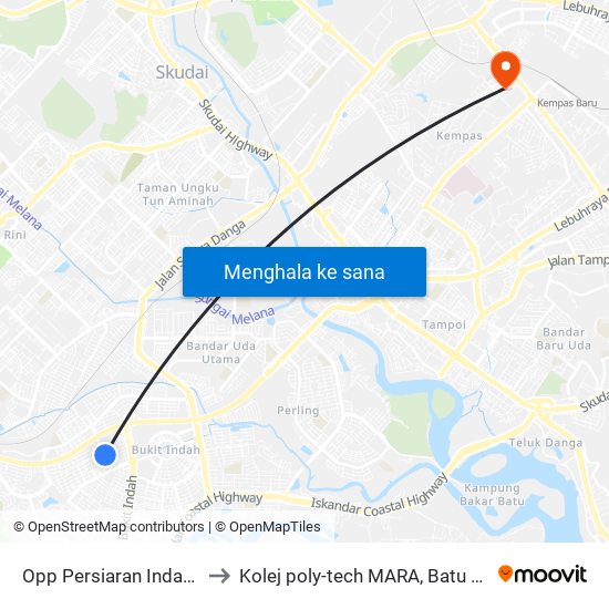 Opp Persiaran Indah (3) to Kolej poly-tech MARA, Batu pahat map