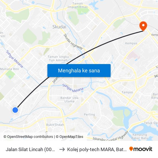 Jalan Silat Lincah (0008082) to Kolej poly-tech MARA, Batu pahat map
