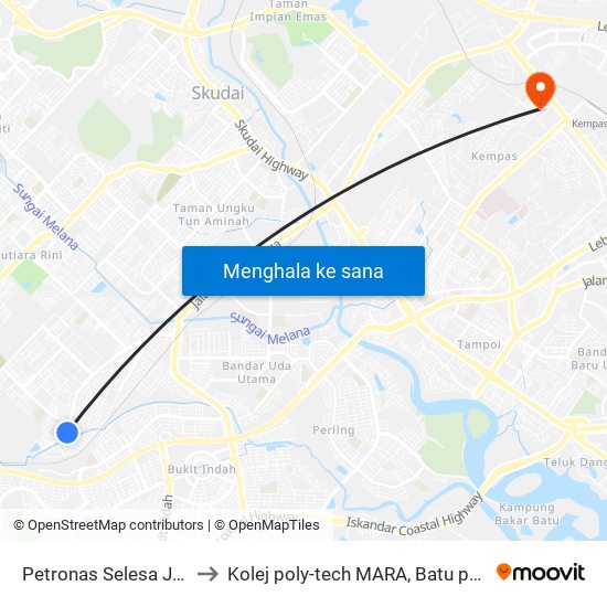 Petronas Selesa Jaya to Kolej poly-tech MARA, Batu pahat map