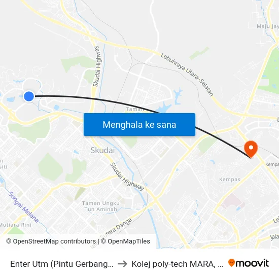 Enter Utm (Pintu Gerbang) (0008001) to Kolej poly-tech MARA, Batu pahat map