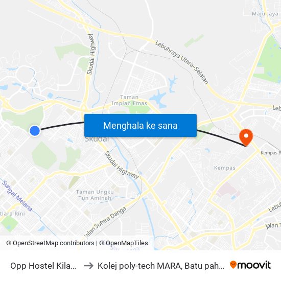 Jalan Sejahtera 1 02 (0007740) to Kolej poly-tech MARA, Batu pahat map