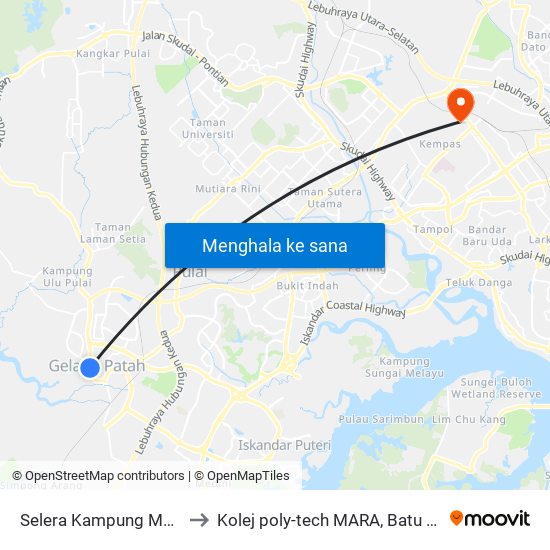 Selera Kampung Melayu to Kolej poly-tech MARA, Batu pahat map