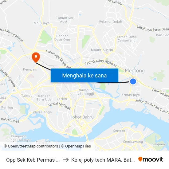 Opp Sek Keb Permas Jaya 1 to Kolej poly-tech MARA, Batu pahat map