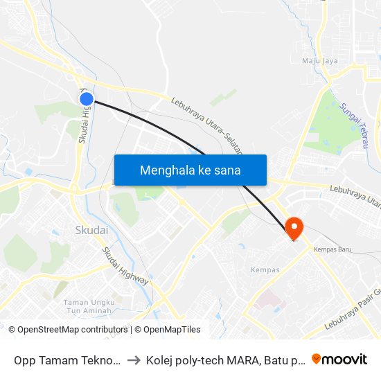 Opp Tamam Teknologi to Kolej poly-tech MARA, Batu pahat map