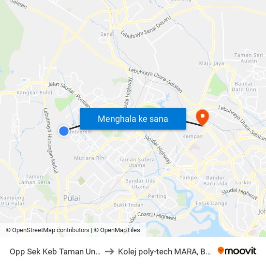 Opp Sek Keb Taman Universiti 2 to Kolej poly-tech MARA, Batu pahat map