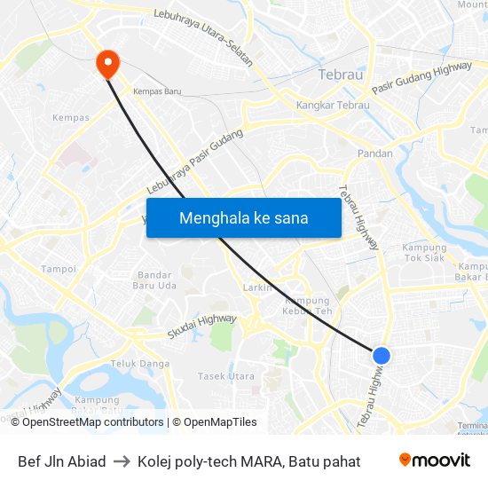 Bef Jln Abiad to Kolej poly-tech MARA, Batu pahat map