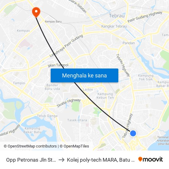 Opp Petronas Jln Storey to Kolej poly-tech MARA, Batu pahat map