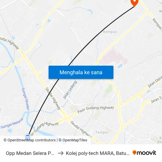 Opp Medan Selera Perling to Kolej poly-tech MARA, Batu pahat map