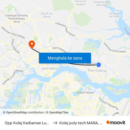 Opp Kolej Kediaman Luar Kampus to Kolej poly-tech MARA, Batu pahat map