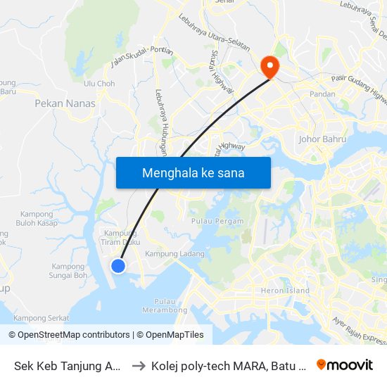 Sek Keb Tanjung Adang to Kolej poly-tech MARA, Batu pahat map