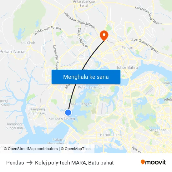 Pendas to Kolej poly-tech MARA, Batu pahat map