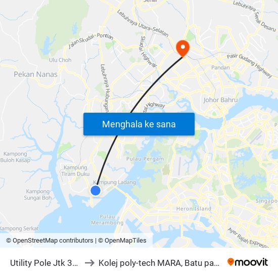 Utility Pole Jtk 395 to Kolej poly-tech MARA, Batu pahat map