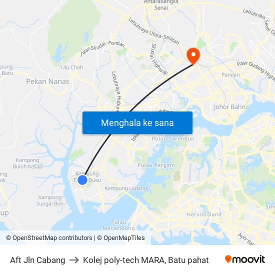 Aft Jln Cabang to Kolej poly-tech MARA, Batu pahat map