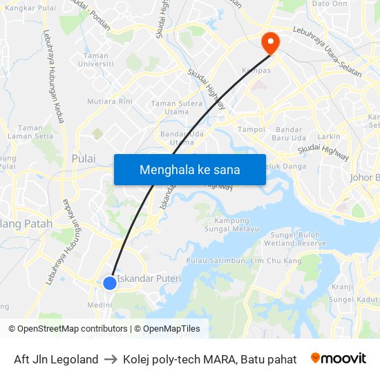 Aft Jln Legoland to Kolej poly-tech MARA, Batu pahat map