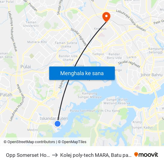 Opp Somerset Hotel to Kolej poly-tech MARA, Batu pahat map