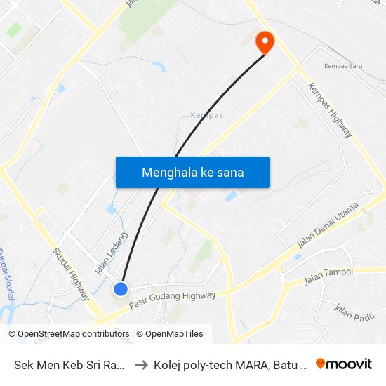 Sek Men Keb Sri Rahmat to Kolej poly-tech MARA, Batu pahat map