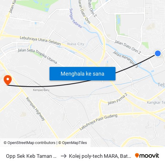 Opp Sek Keb Taman Daya 2 to Kolej poly-tech MARA, Batu pahat map