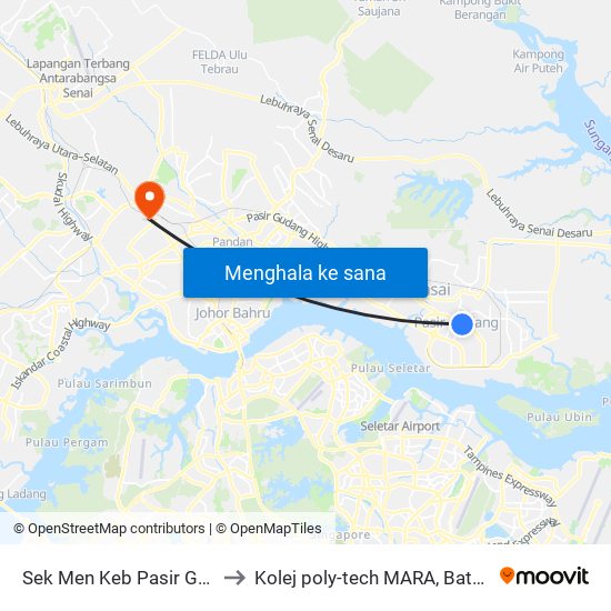 Sek Men Keb Pasir Gudang to Kolej poly-tech MARA, Batu pahat map