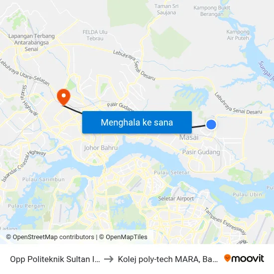 Opp Politeknik Sultan Ibrahim to Kolej poly-tech MARA, Batu pahat map