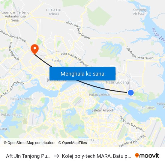 Aft Jln Tanjong Puteri to Kolej poly-tech MARA, Batu pahat map