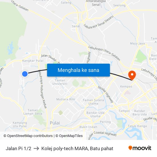 Jalan Pi 1/2 to Kolej poly-tech MARA, Batu pahat map