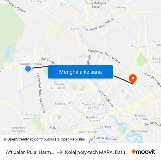 Aft Jalan Pulai Harmoni 3 to Kolej poly-tech MARA, Batu pahat map