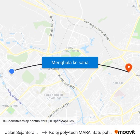 Jalan Sejahtera 16 to Kolej poly-tech MARA, Batu pahat map