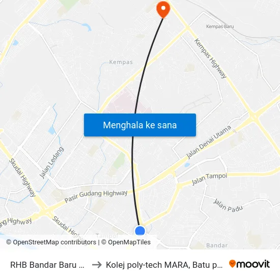 RHB Bandar Baru Uda to Kolej poly-tech MARA, Batu pahat map