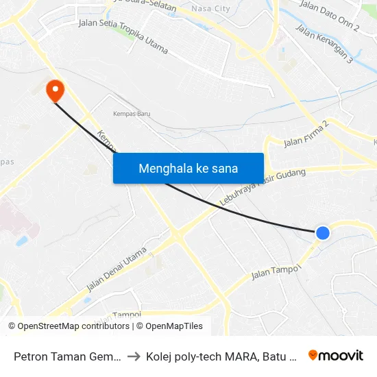 Petron Taman Gembira to Kolej poly-tech MARA, Batu pahat map