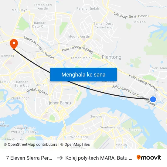 7 Eleven Sierra Perdana to Kolej poly-tech MARA, Batu pahat map
