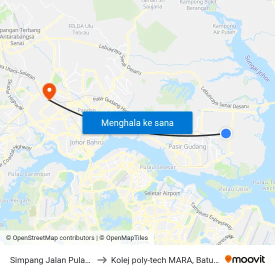 Simpang Jalan Pulasan 3 to Kolej poly-tech MARA, Batu pahat map