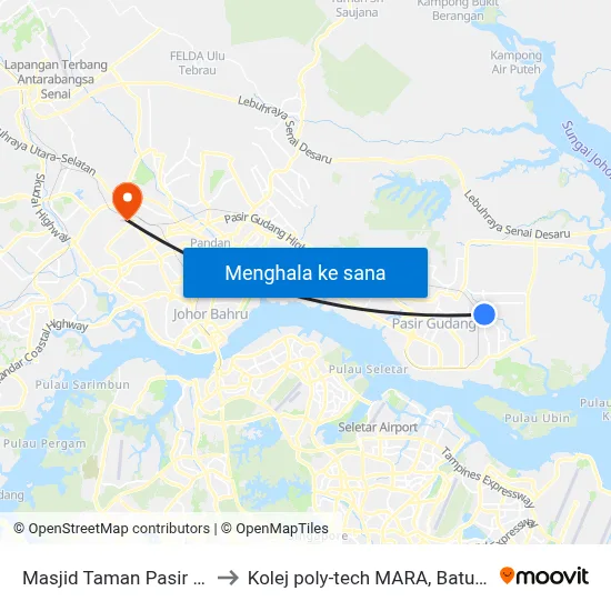 Masjid Taman Pasir Putih to Kolej poly-tech MARA, Batu pahat map