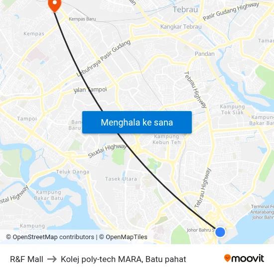 R&F Mall to Kolej poly-tech MARA, Batu pahat map