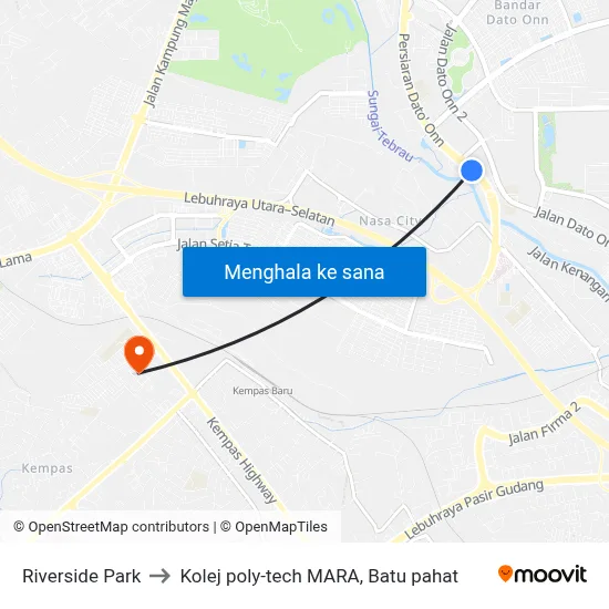 Riverside Park to Kolej poly-tech MARA, Batu pahat map