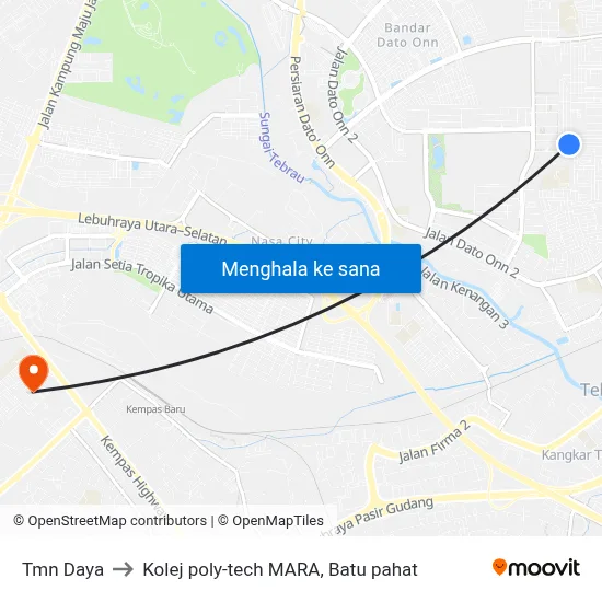 Tmn Daya to Kolej poly-tech MARA, Batu pahat map