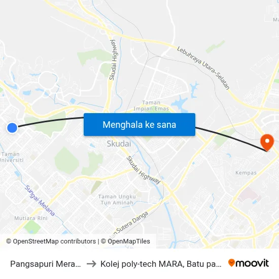 Pangsapuri Meranti to Kolej poly-tech MARA, Batu pahat map