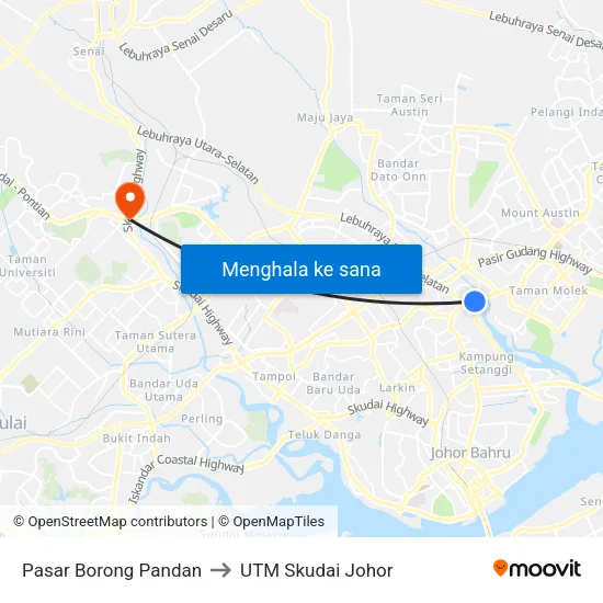 Pasar Borong Pandan to UTM Skudai Johor map