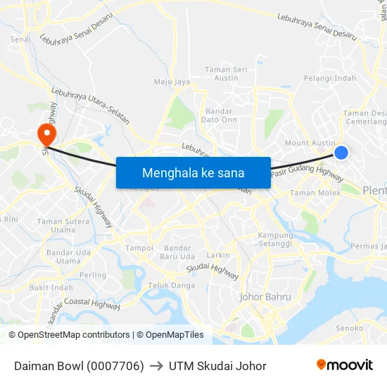Daiman Bowl (0007706) to UTM Skudai Johor map