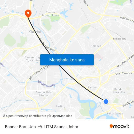 Bandar Baru Uda to UTM Skudai Johor map